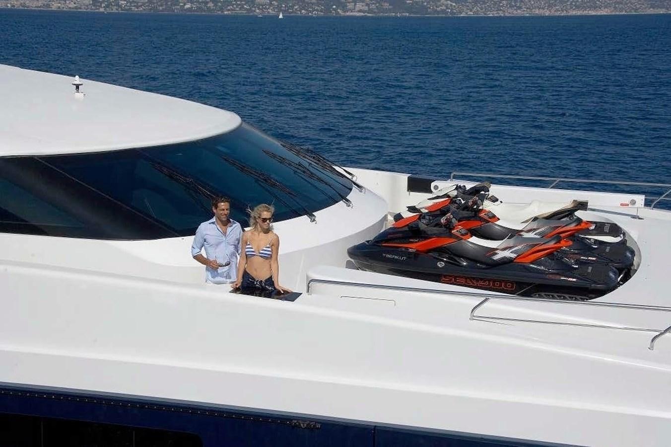 a couple of people sitting on a boat in the water aboard BURKUT Yacht for Sale