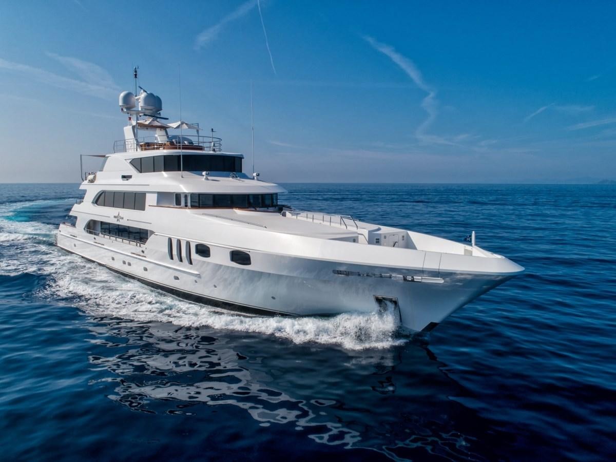 a white yacht on the water aboard WHITE STAR Yacht for Sale
