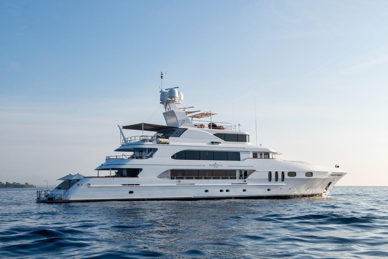 a white yacht in the water aboard WHITE STAR Yacht for Sale