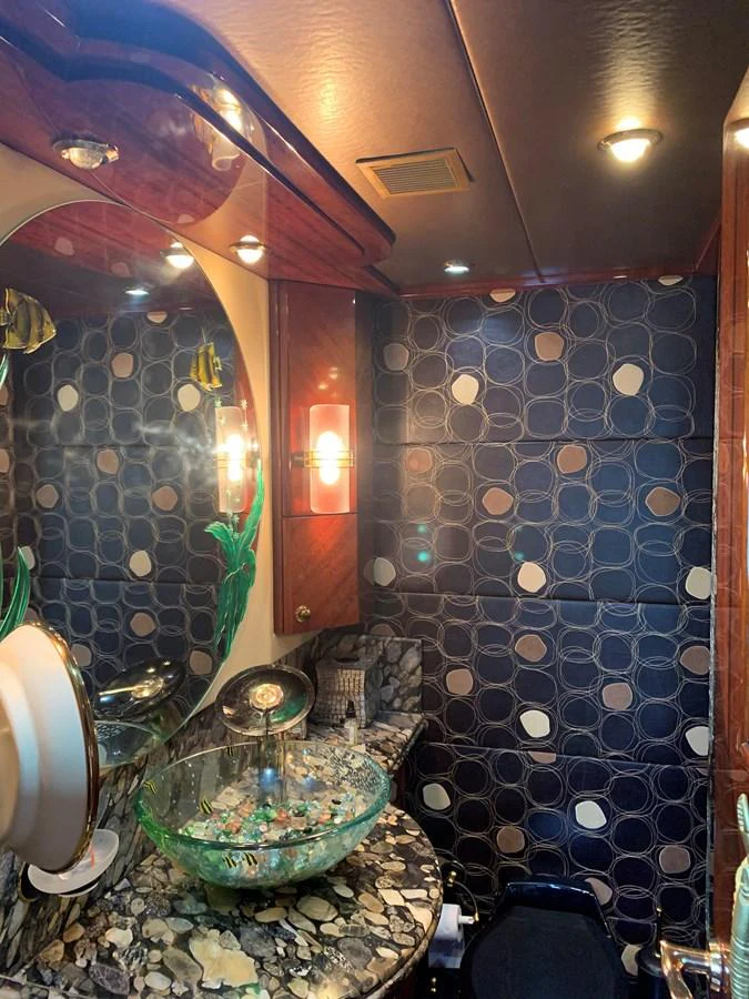 a bathroom with a large mirror aboard 117 BILGIN YACHTS 2007 Yacht for Sale