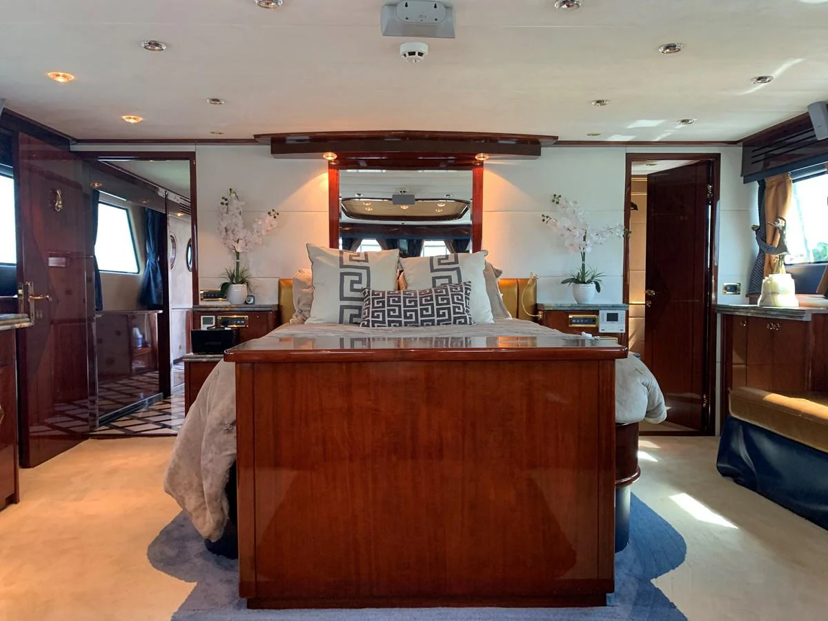 a room with a desk and a bed aboard 117 BILGIN YACHTS 2007 Yacht for Sale