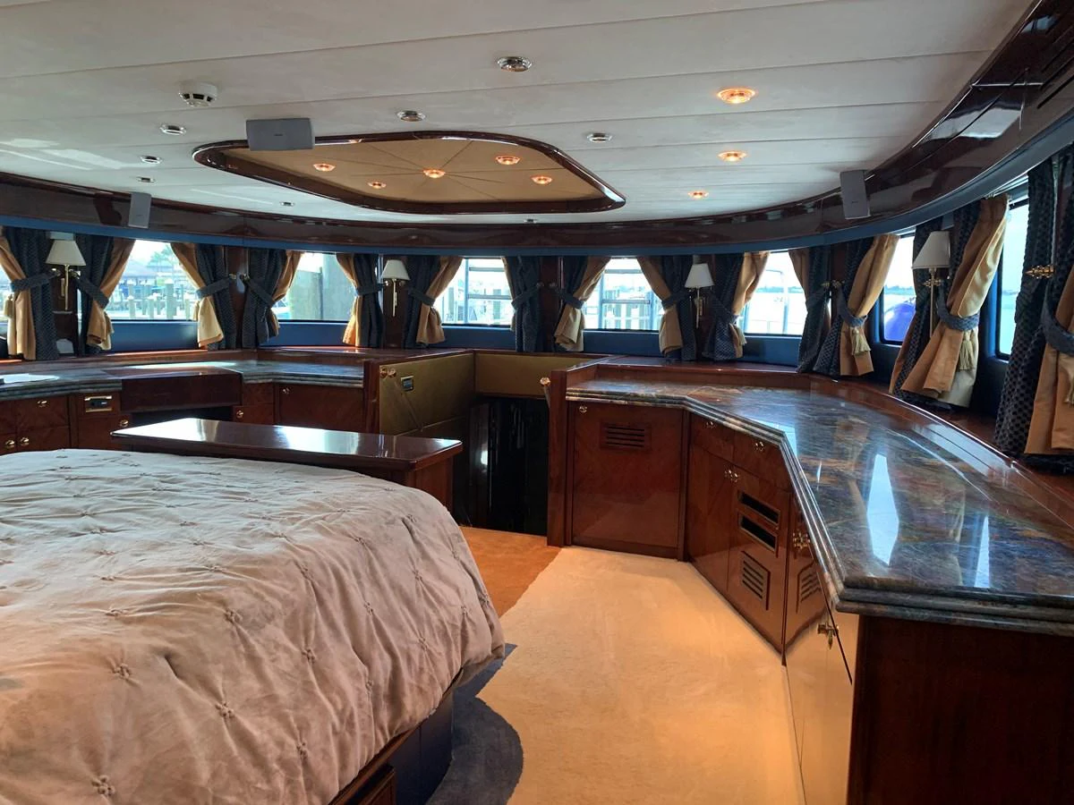 a room with a bed and cabinets aboard 117 BILGIN YACHTS 2007 Yacht for Sale