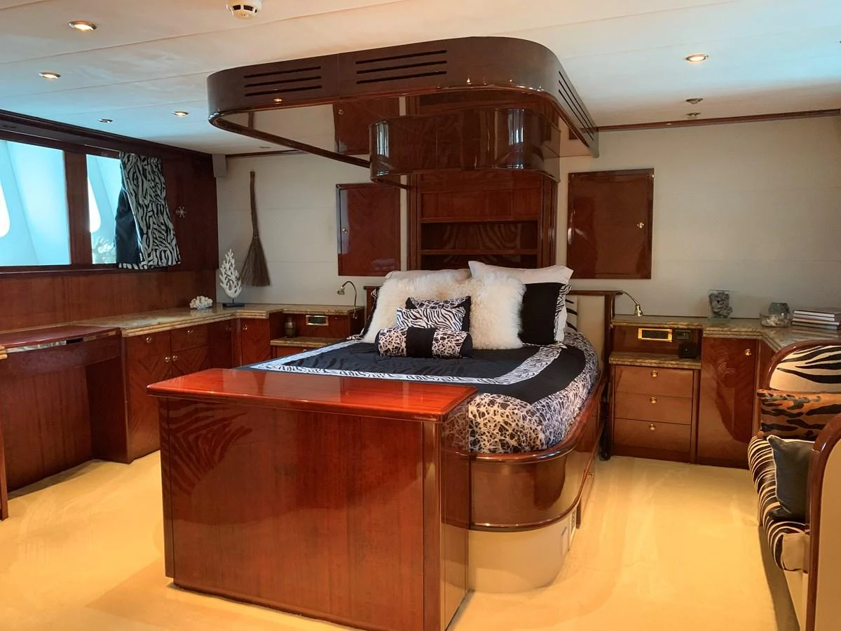 a large bed in a room aboard 117 BILGIN YACHTS 2007 Yacht for Sale