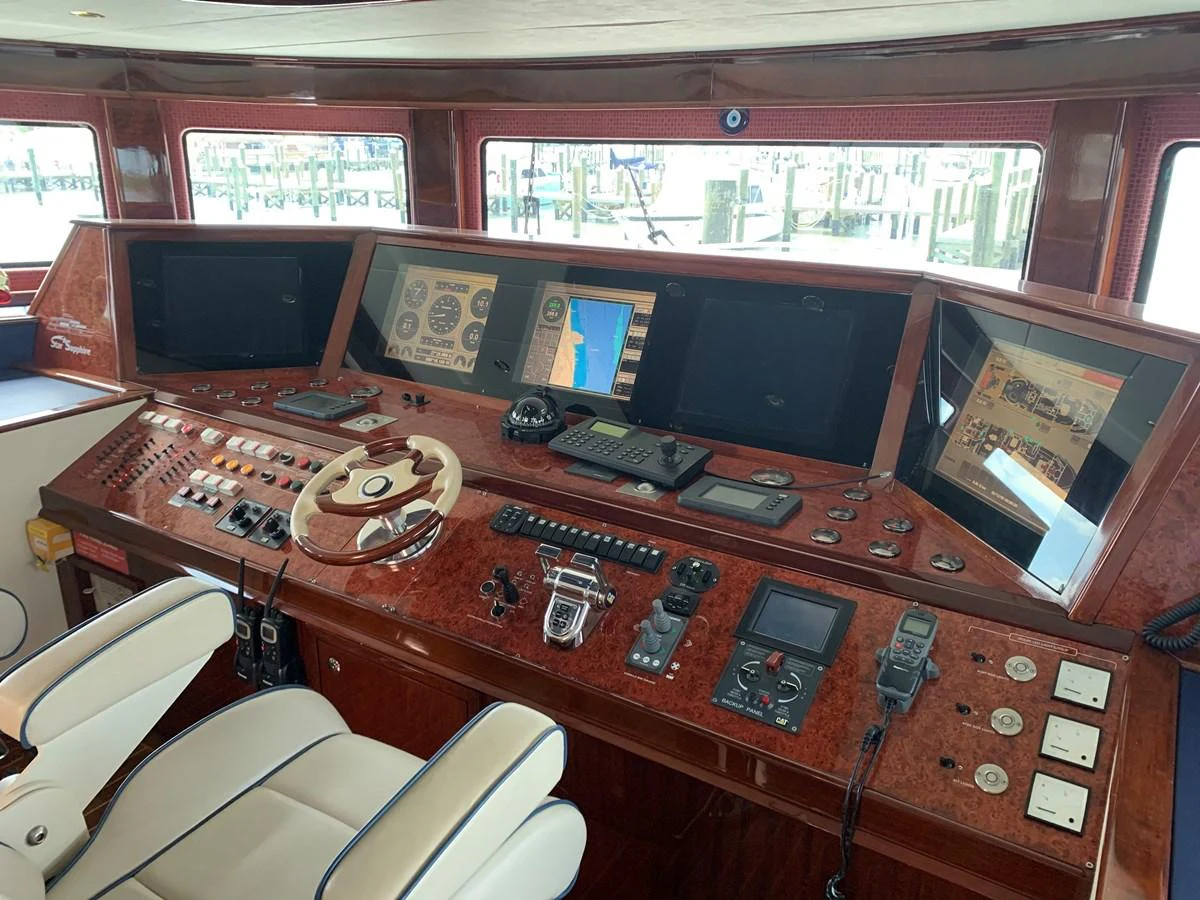 a control room with a table and electronics aboard 117 BILGIN YACHTS 2007 Yacht for Sale