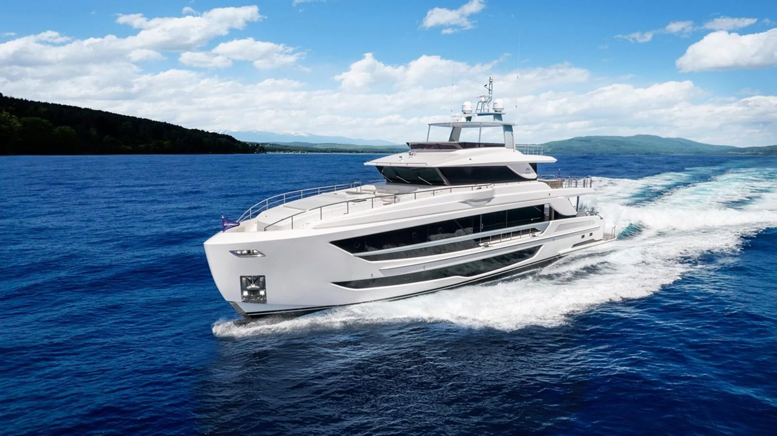 a white yacht on the water aboard FD110-004 NEW ARRIVAL Yacht for Sale