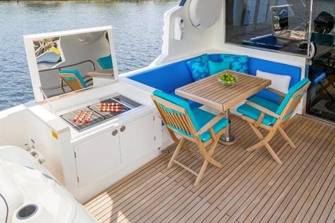 a boat with a table and chairs aboard HAMPTON EURO 830 Yacht for Sale