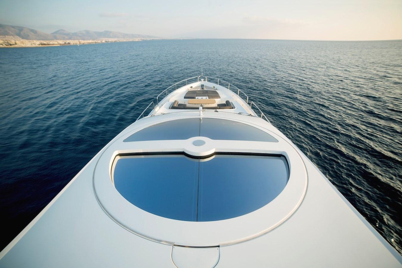a white boat on water aboard BLADE 6 Yacht for Sale