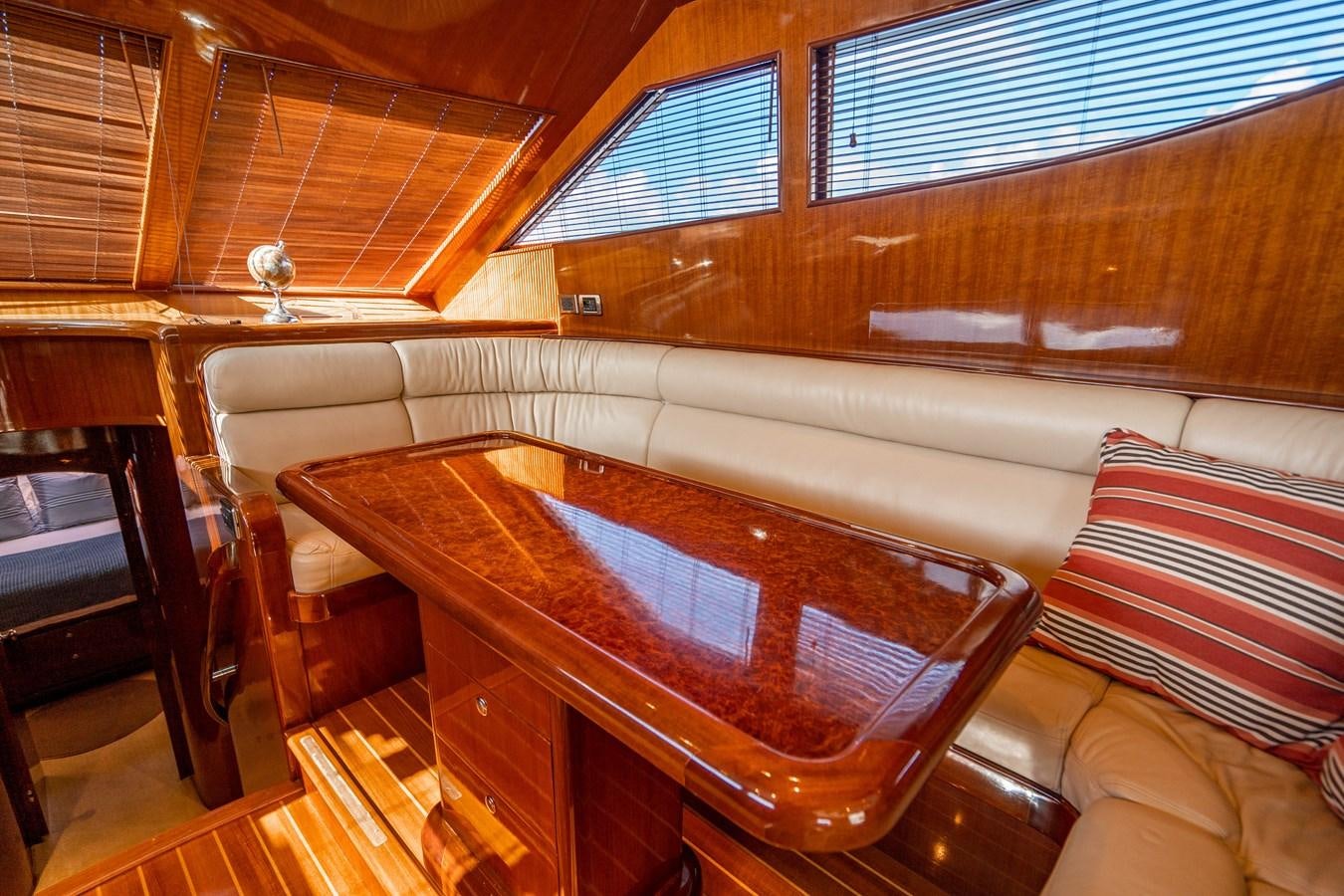 a room with a table and chairs aboard Miss Penny Yacht for Sale