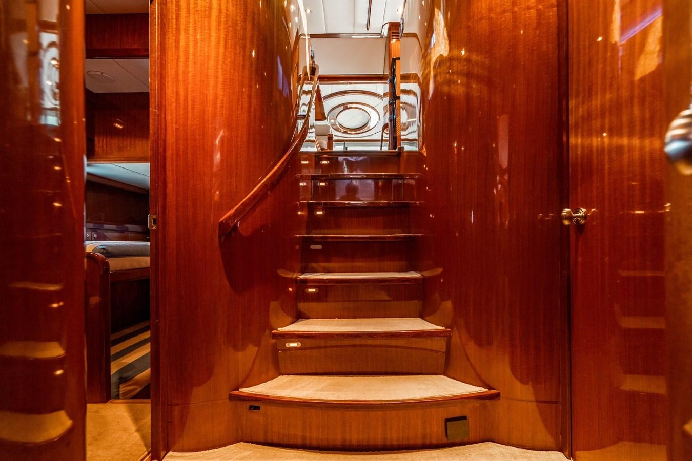 a staircase in a building aboard Miss Penny Yacht for Sale