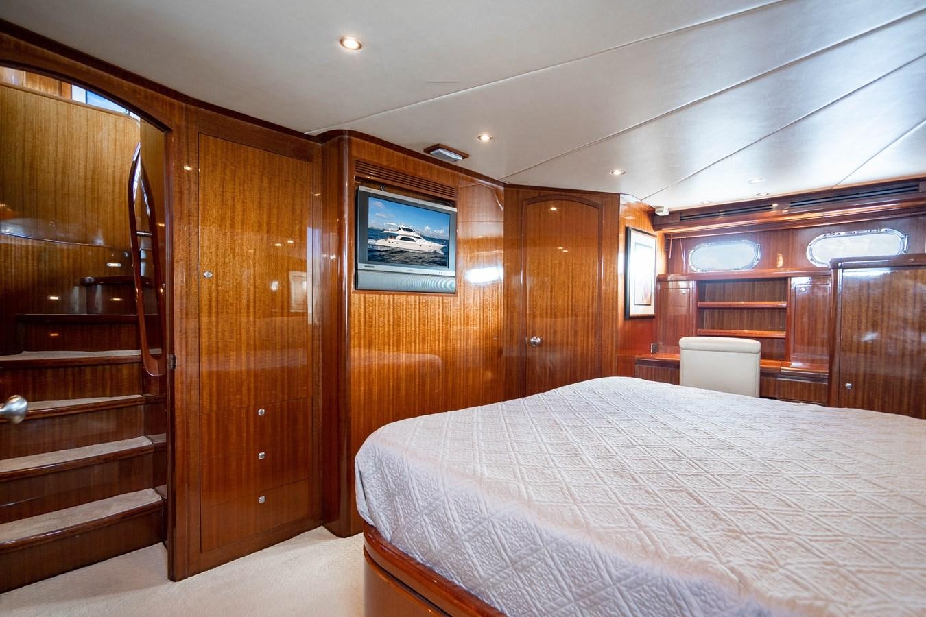 a bed in a cabin aboard Miss Penny Yacht for Sale