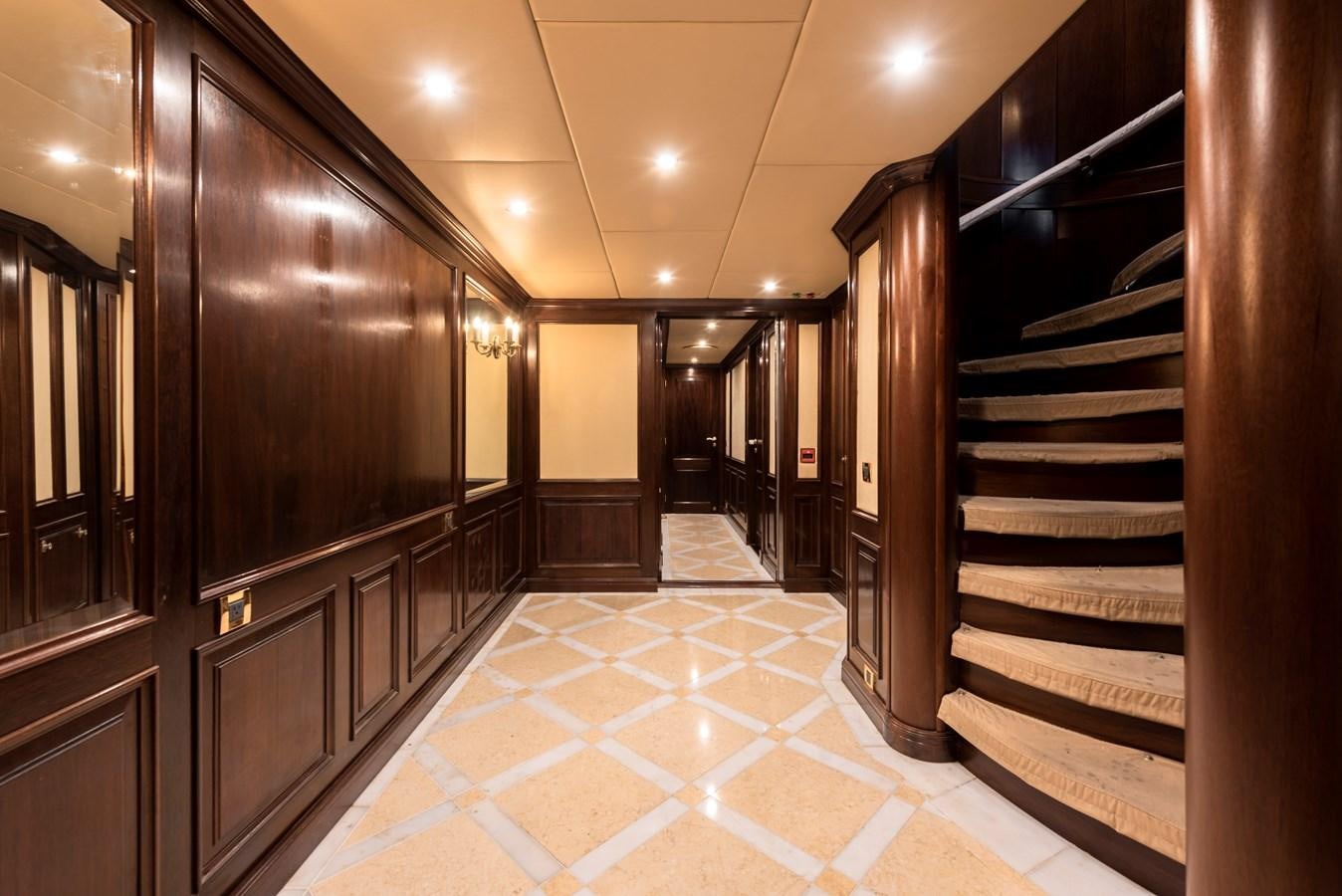 a hallway with a set of doors aboard BIG ARON Yacht for Sale