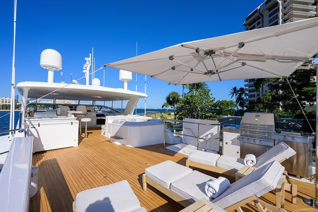 a large airplane on a deck aboard ROBINSON CRUSOE Yacht for Sale