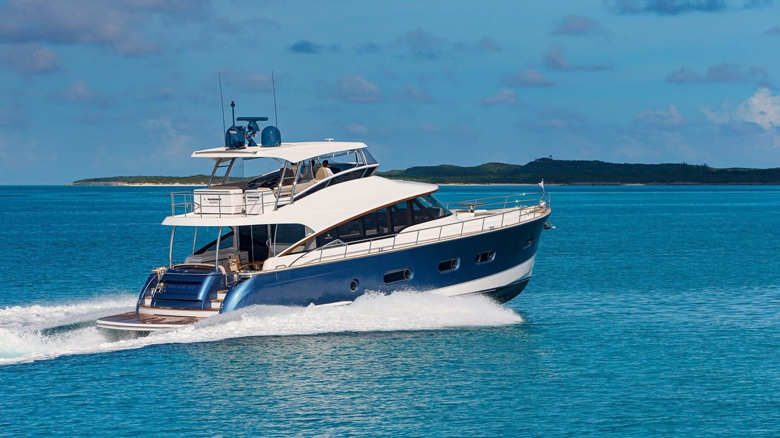 a boat on the water aboard BELIZE 66 DAYBRIDGE Yacht for Sale