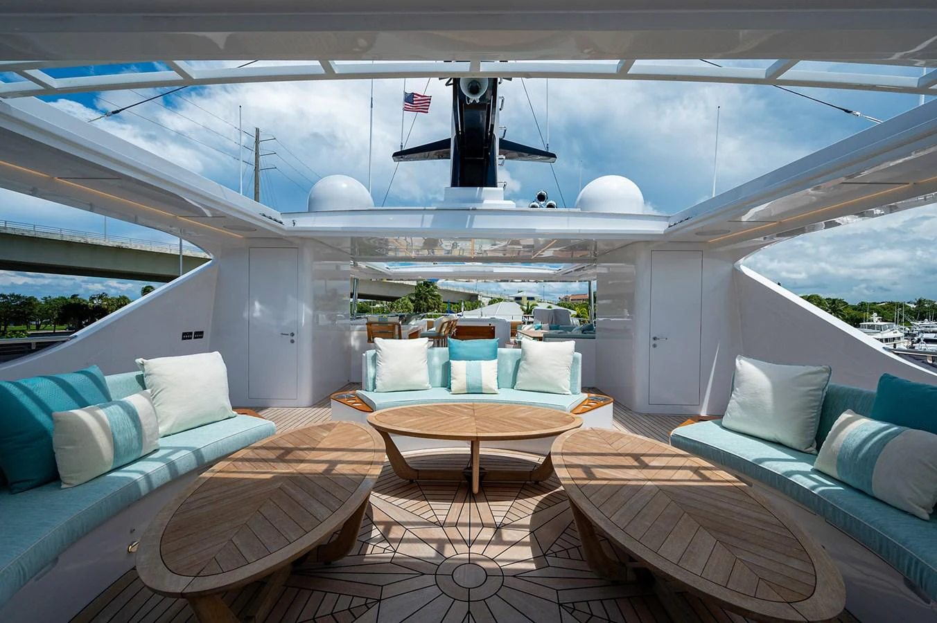 a room with a couch and a table aboard CHECKED OUT Yacht for Sale