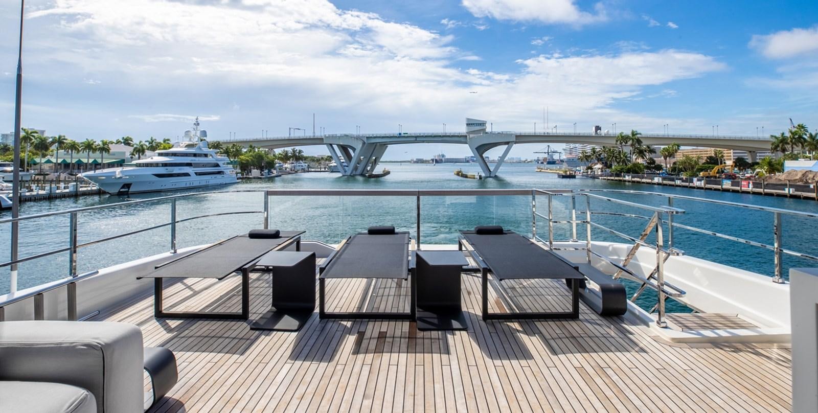 a deck overlooking a body of water aboard OCEAN Z Yacht for Sale