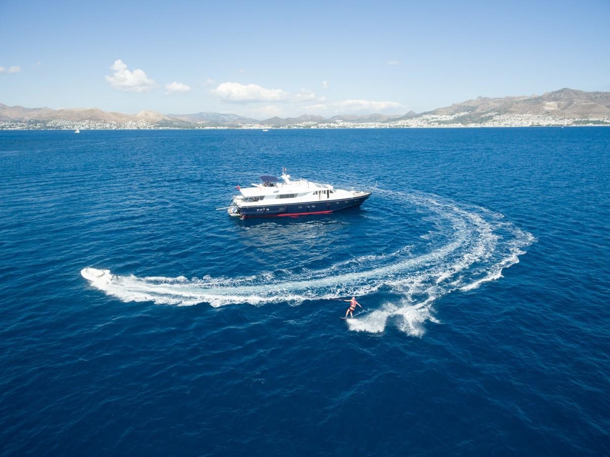 a boat on the water aboard ENIGMA BLUE Yacht for Sale