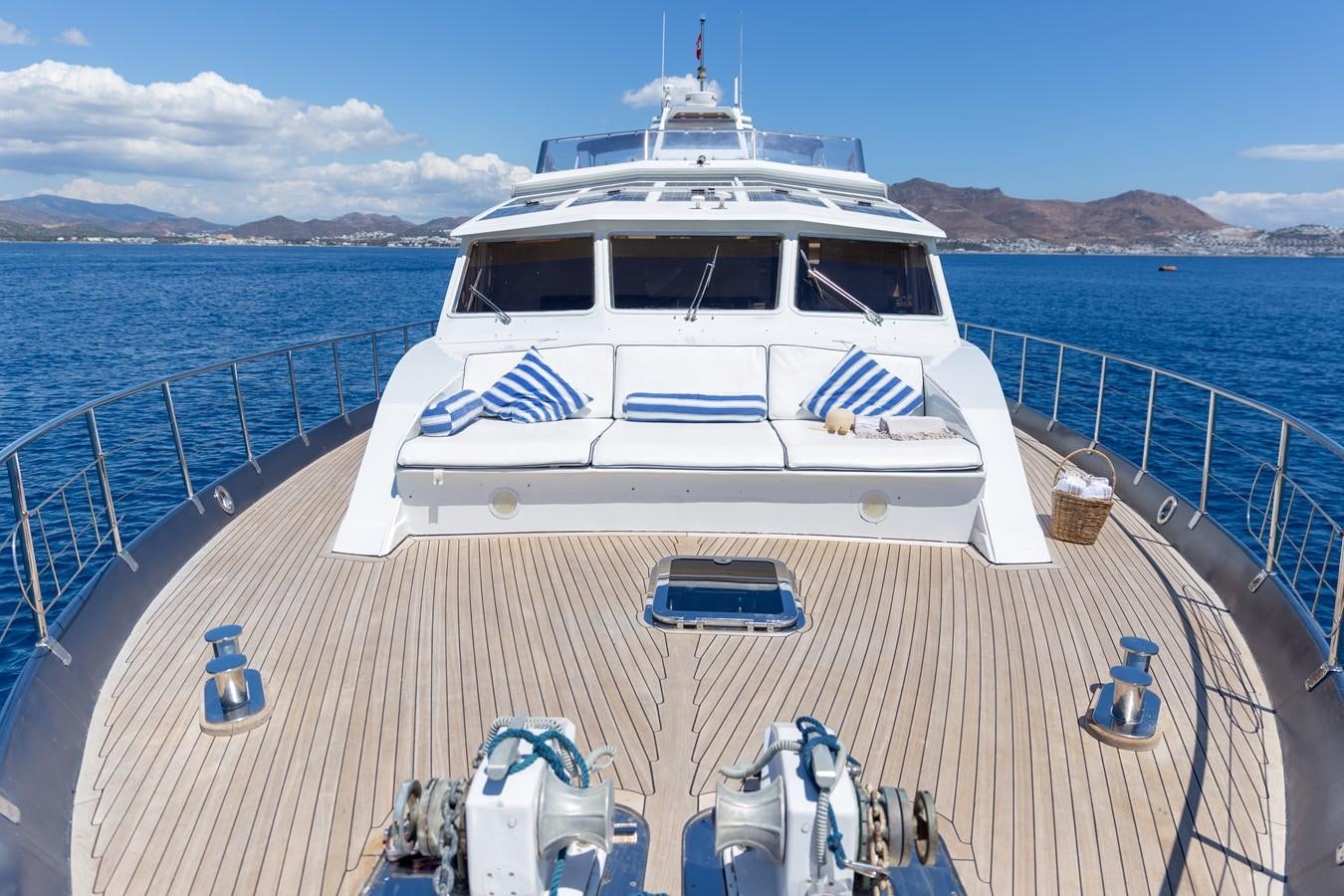 a boat on a dock aboard ENIGMA BLUE Yacht for Sale