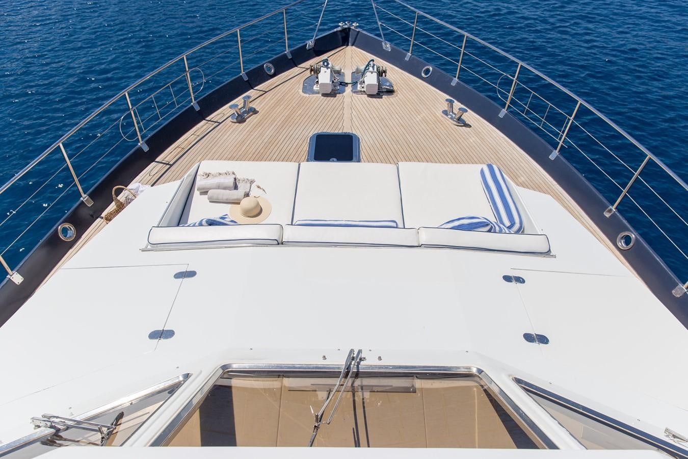 the front of a boat aboard ENIGMA BLUE Yacht for Sale