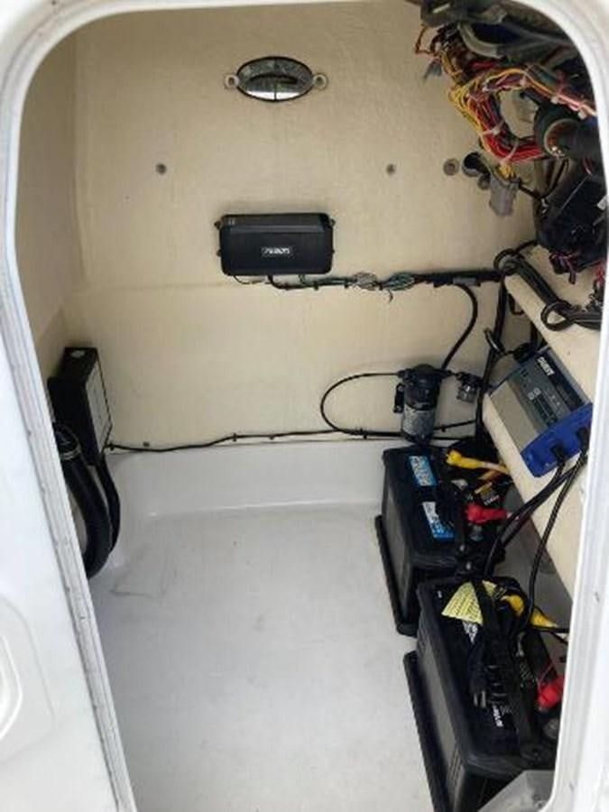 a white wall with wires and a black object on it aboard 2018 CREVALLE  Yacht for Sale