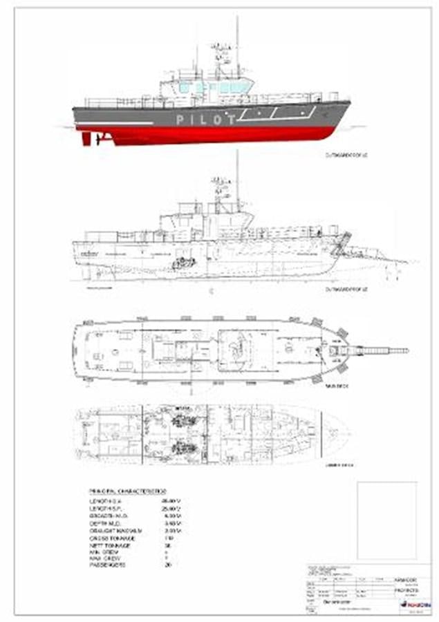 diagram, engineering drawing aboard 2005 CUSTOM PILOT BOAT Yacht for Sale