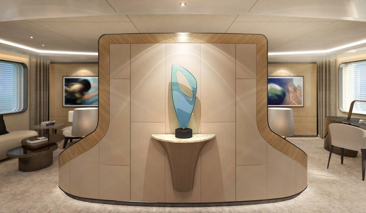 a room with a large screen aboard SEAXPLORER 60 Yacht for Sale