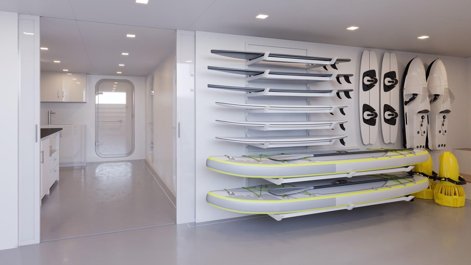 a room with a large closet aboard SEAXPLORER 60 Yacht for Sale