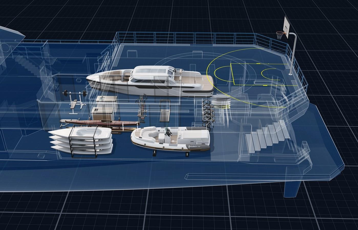 diagram, engineering drawing aboard SEAXPLORER 60 Yacht for Sale