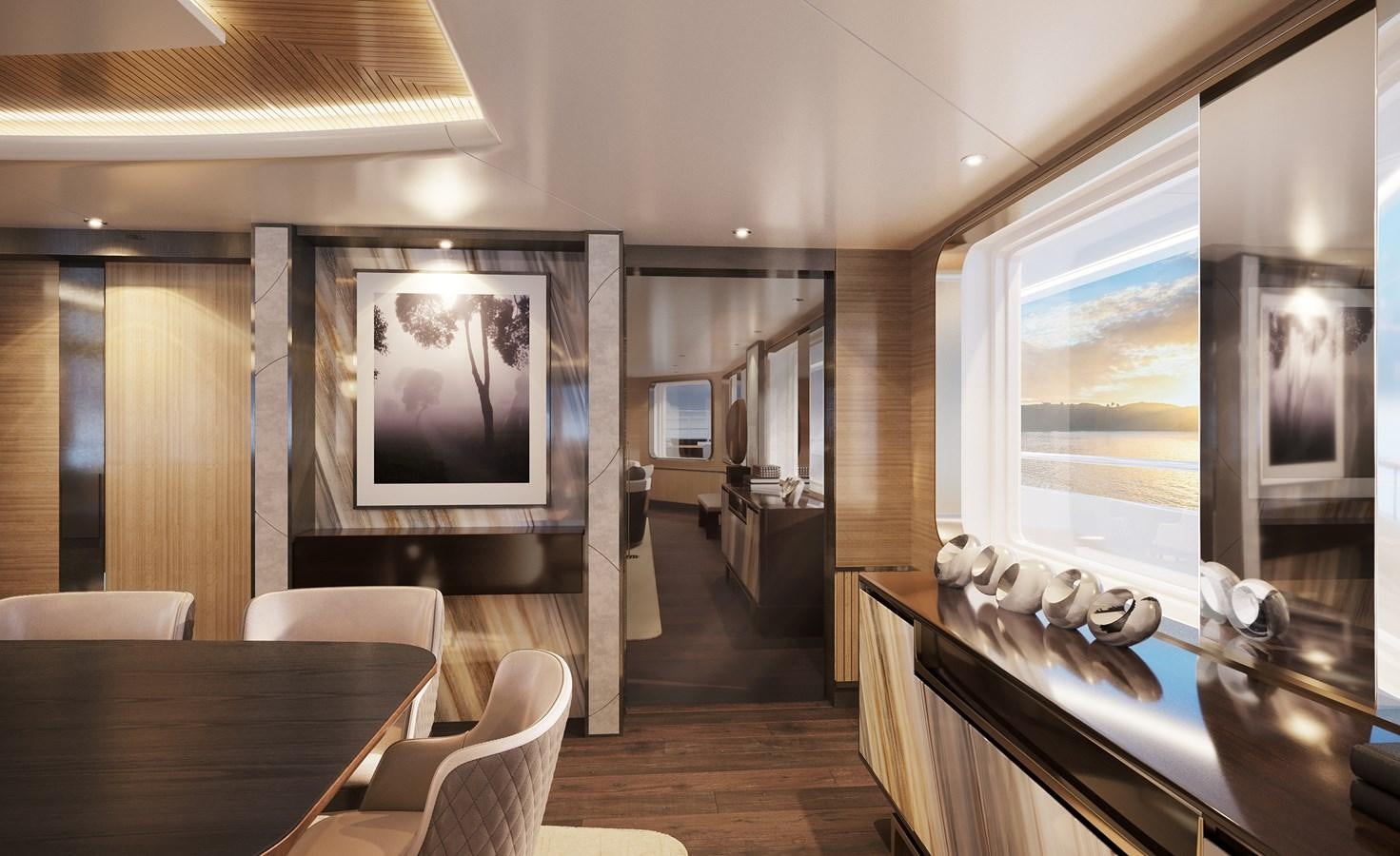 a room with a tv and chairs aboard SEAXPLORER 60 Yacht for Sale