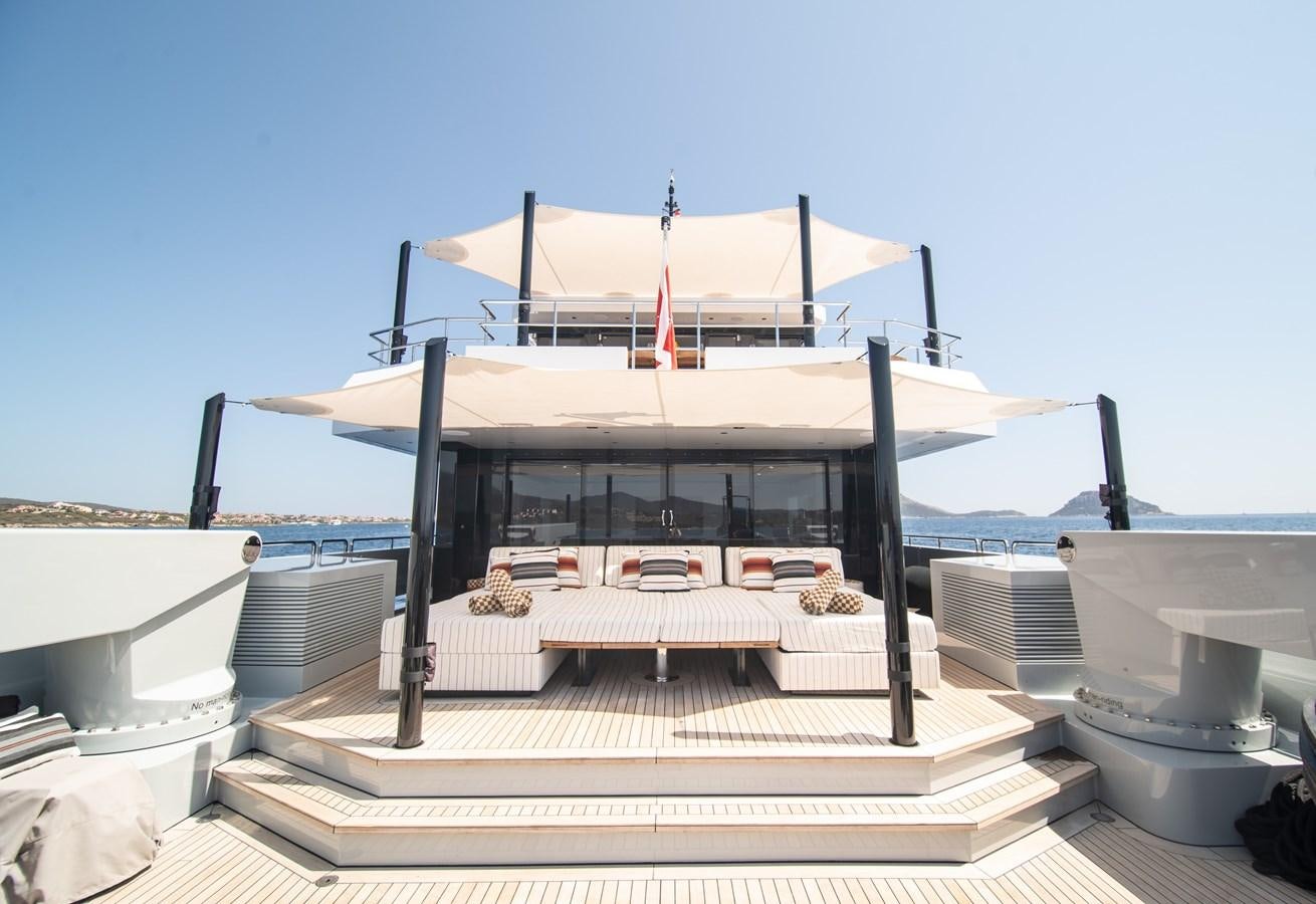a building with a canopy aboard FOX Yacht for Sale