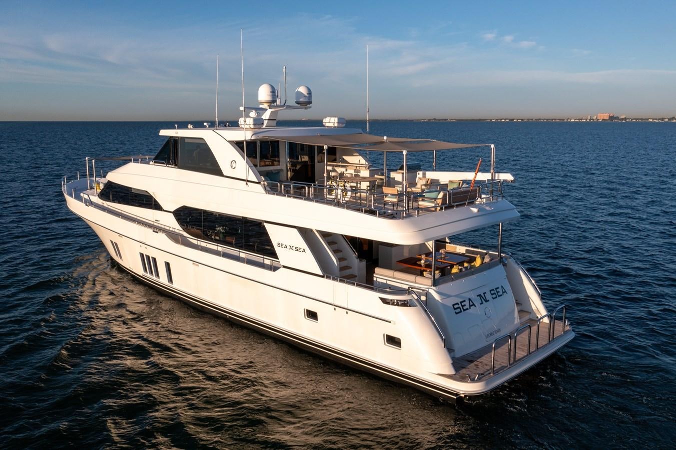 a white boat on the water aboard SEA N SEA Yacht for Sale