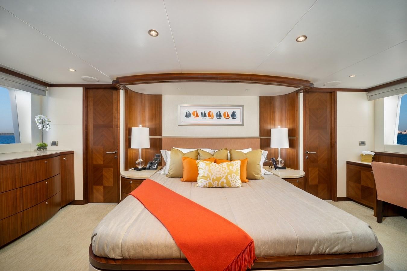 a hotel room with a bed aboard SEA N SEA Yacht for Sale