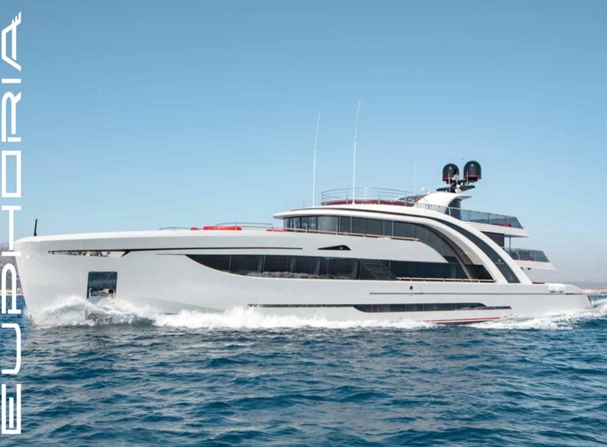 a white yacht on the water aboard EUPHORIA II Yacht for Sale
