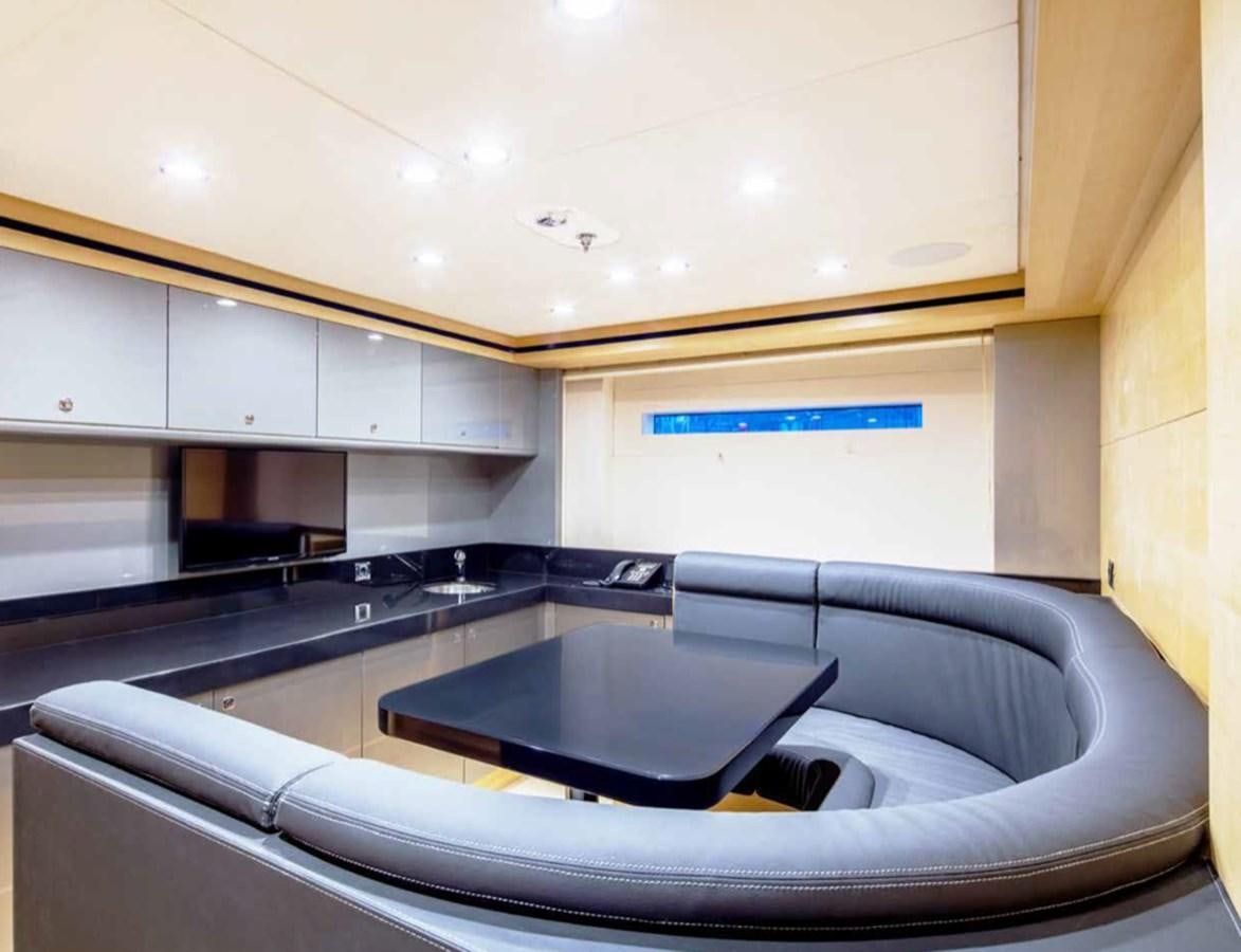 a kitchen with a sink and cabinets aboard EUPHORIA II Yacht for Sale