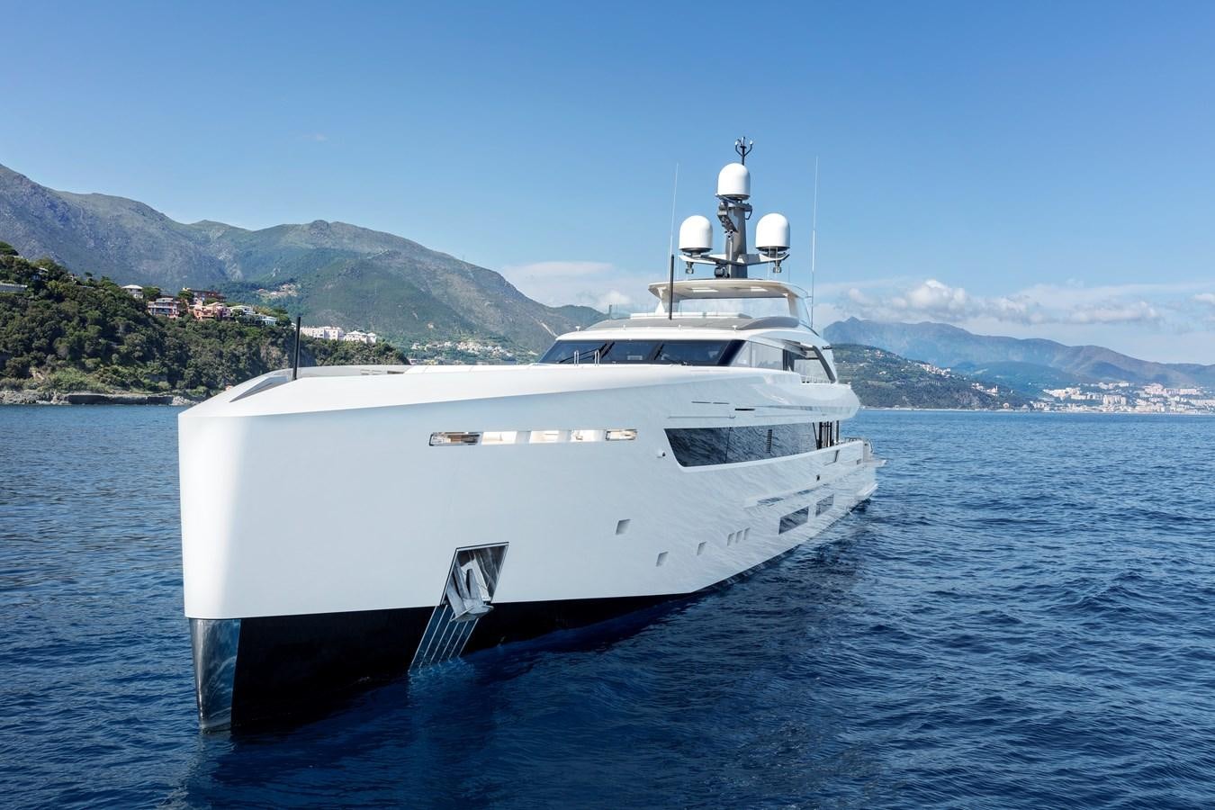 a white yacht in the water aboard SP1 Yacht for Sale