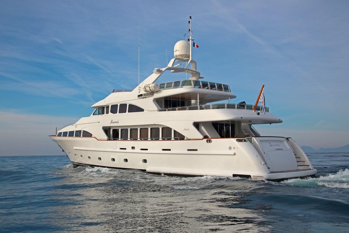 a white boat on the water aboard INOUIS Yacht for Sale