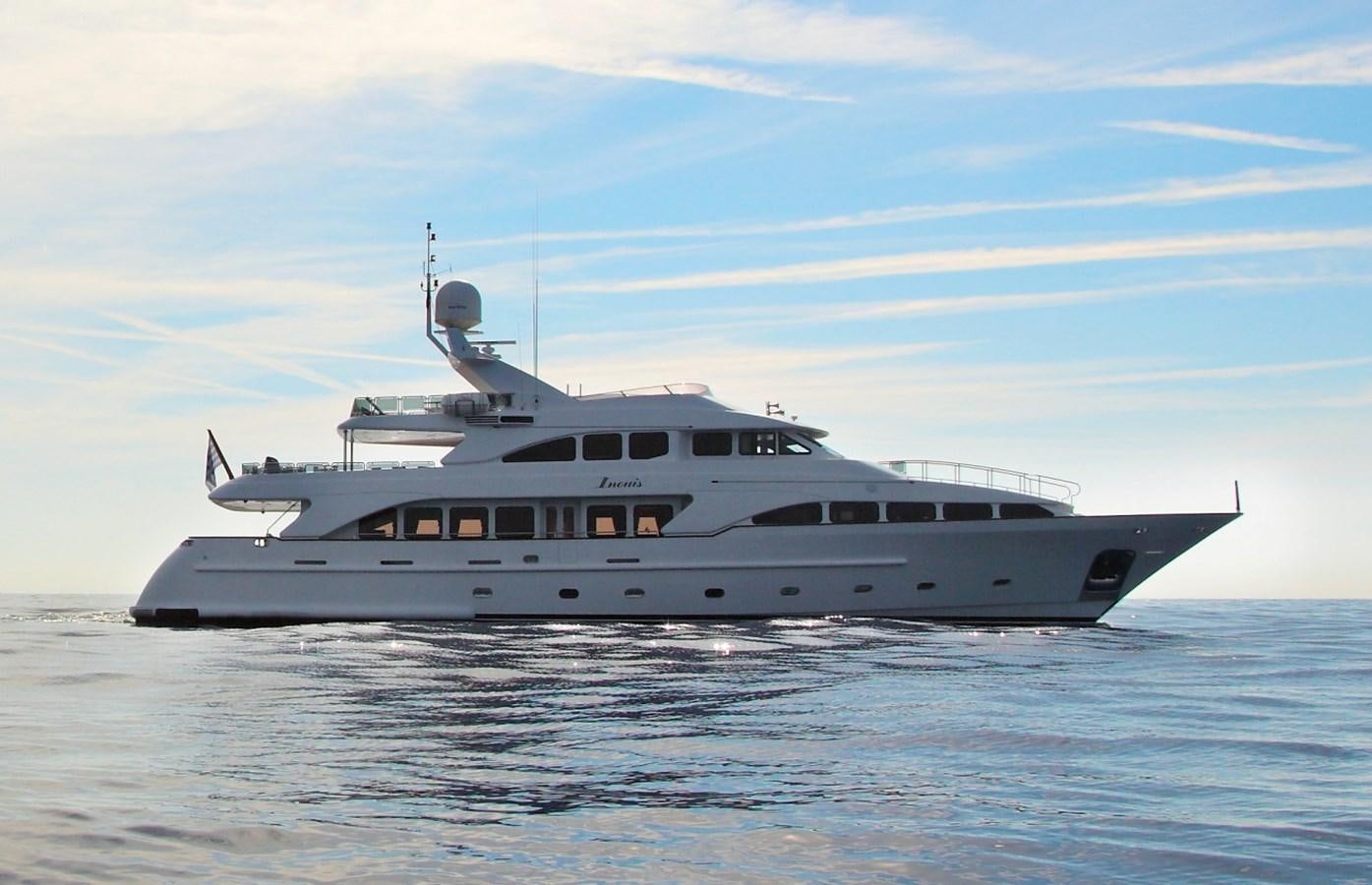 a large white yacht in the water aboard INOUIS Yacht for Charter