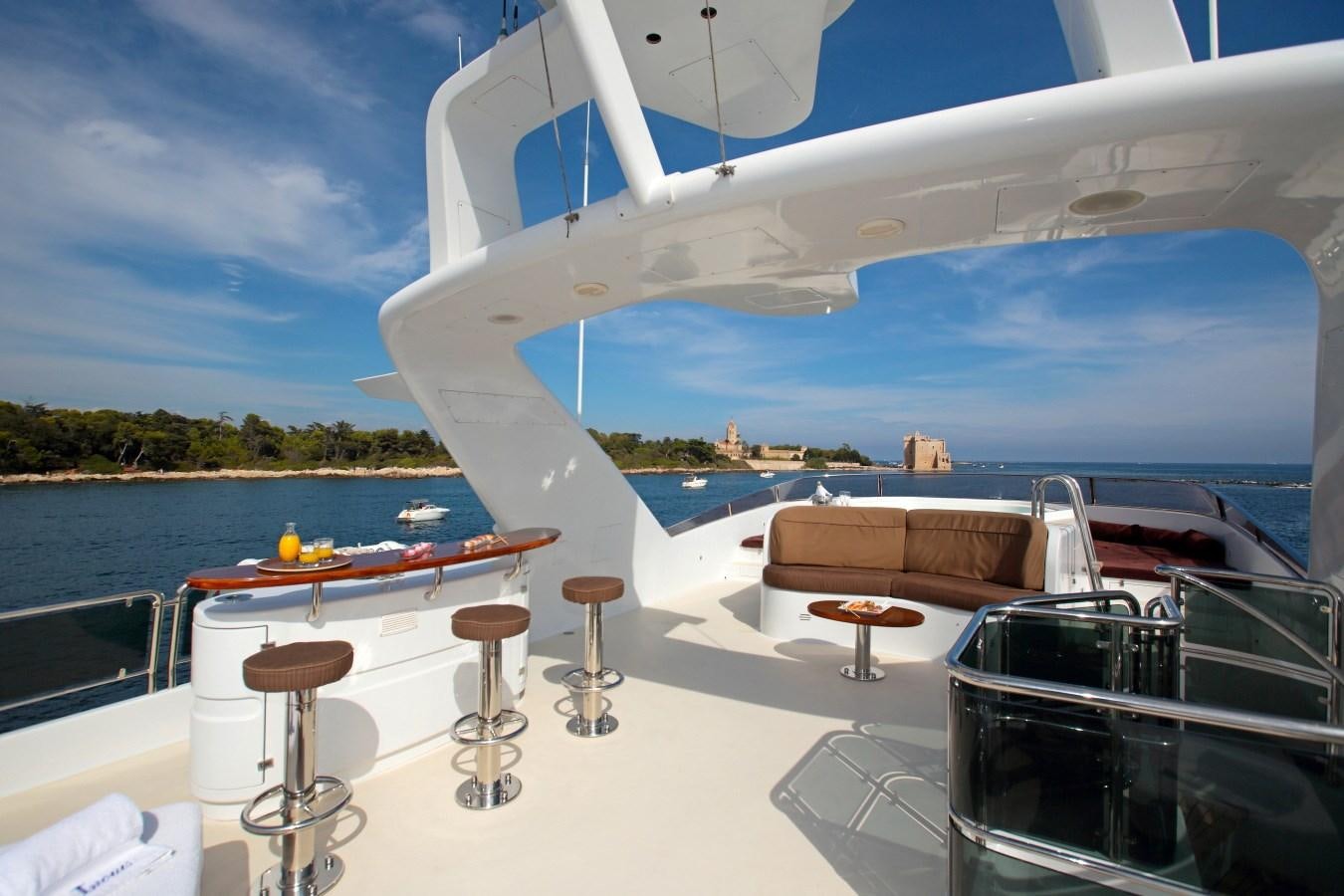 a large white airplane on a beach aboard INOUIS Yacht for Sale