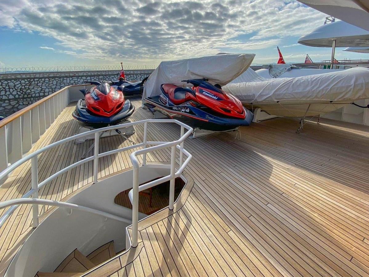 a boat on a deck aboard LADY HAYAT Yacht for Sale