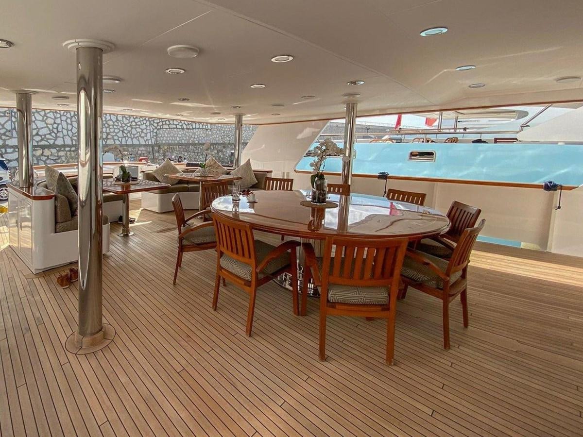 a table and chairs in a room aboard LADY HAYAT Yacht for Sale