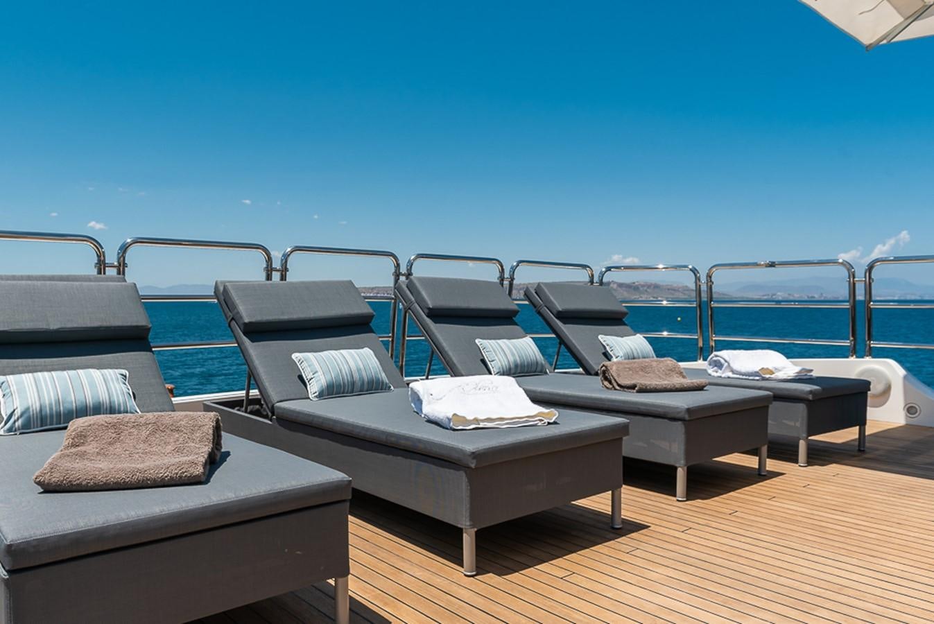 a room with a table and chairs aboard ELENA NUEVE Yacht for Charter