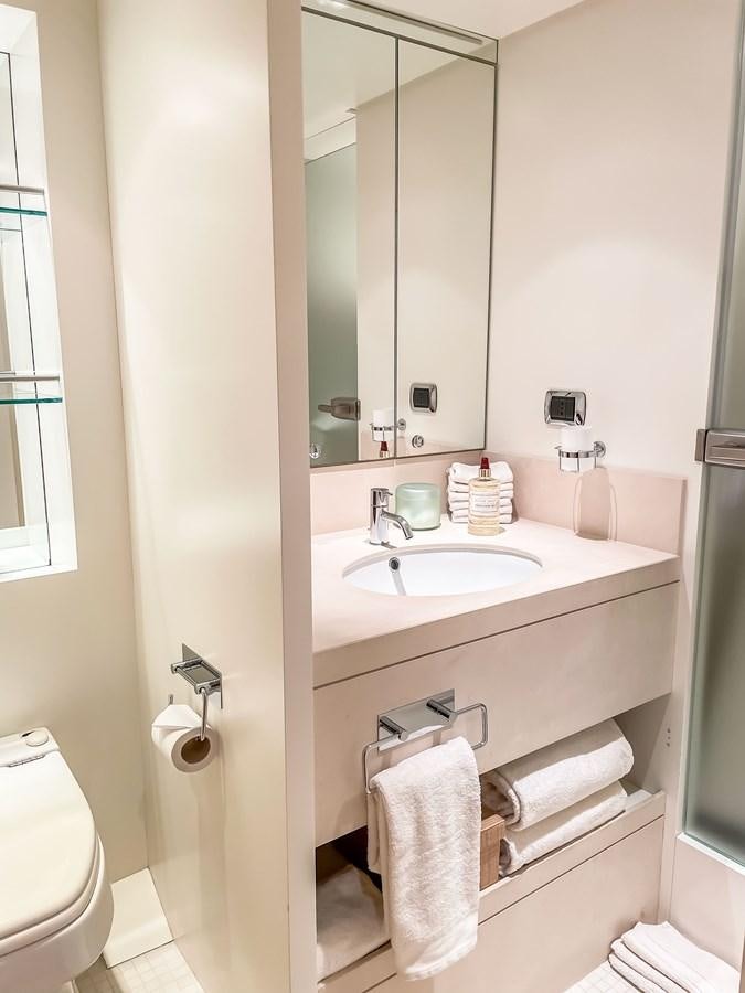 a bathroom with a sink and toilet aboard AMMOUN OF LONDON Yacht for Sale
