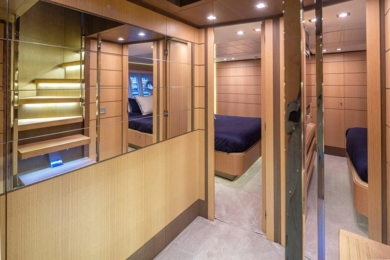a room with a glass wall aboard SOL SHINE Yacht for Sale