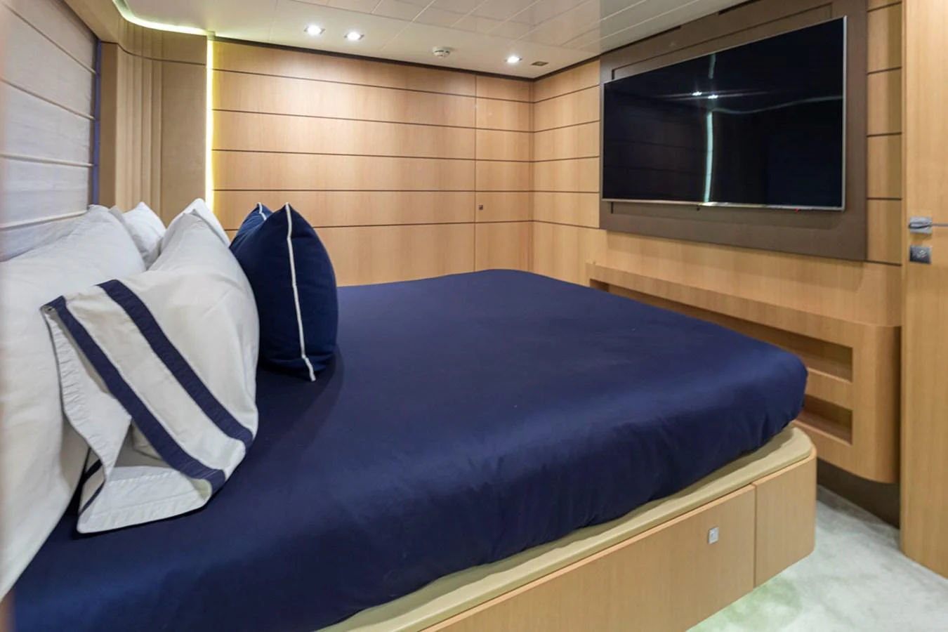 a bed in a room aboard SOL SHINE Yacht for Sale