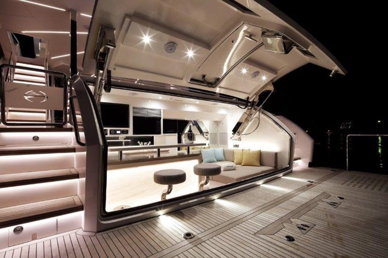 a room with a large white and black floor and a large white object aboard CROWNED EAGLE Yacht for Sale