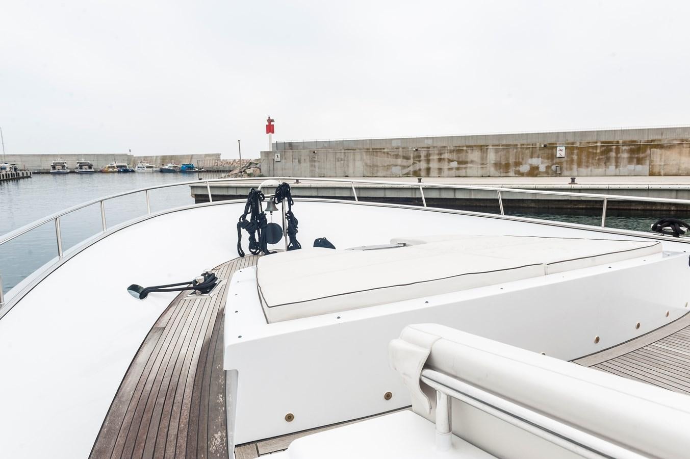 a white boat with a rope attached to it aboard ANGELS Yacht for Sale