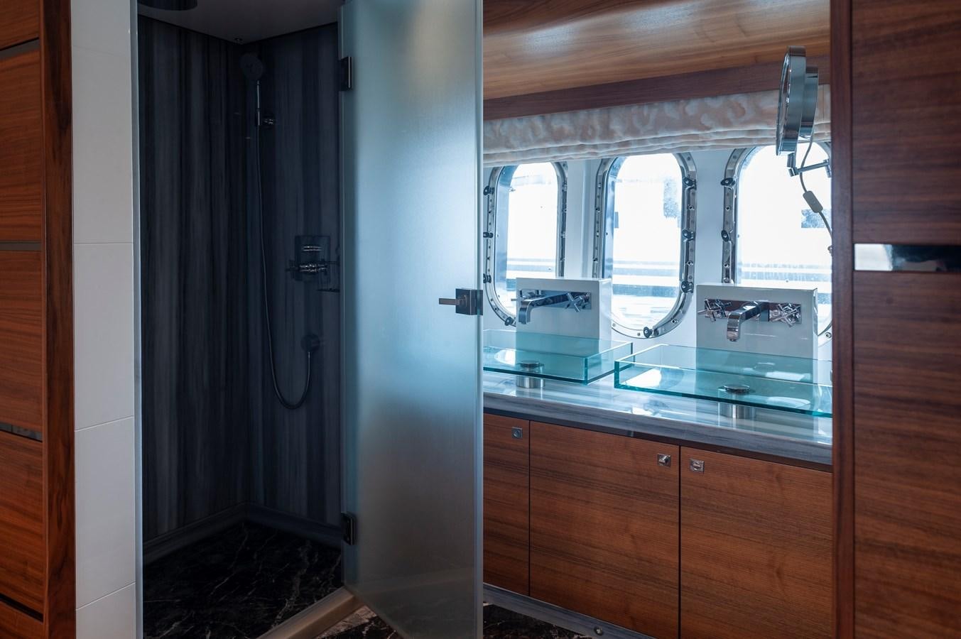 a room with a window and a sink aboard ANGELS Yacht for Sale