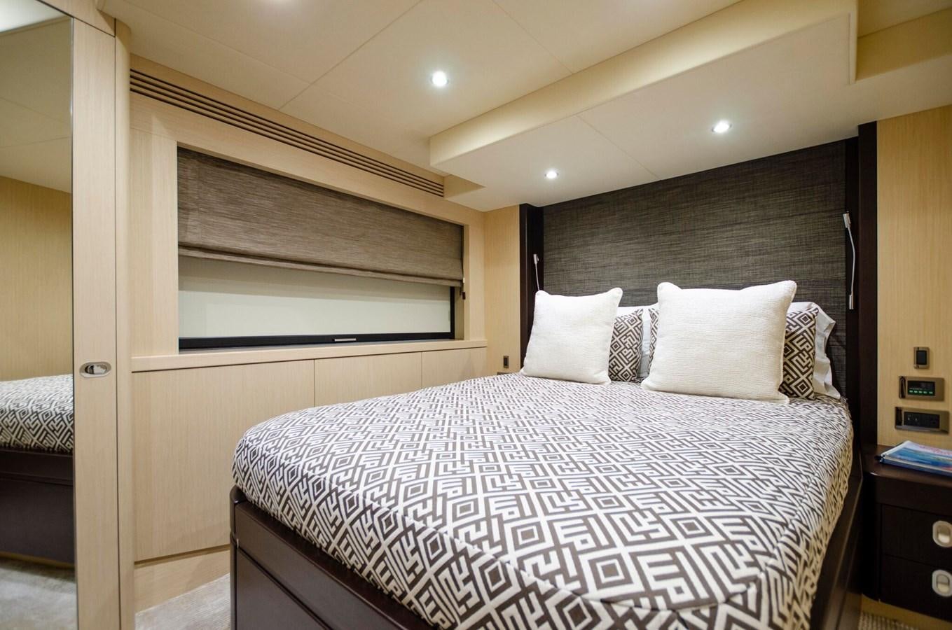 a bed with white sheets aboard SECOND THOUGHTS Yacht for Sale