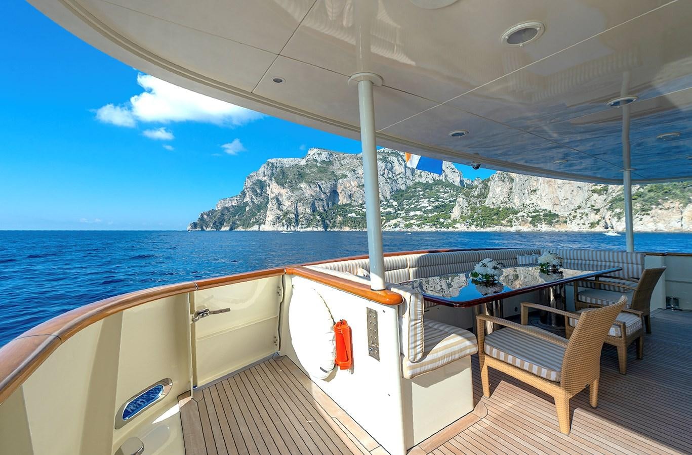 a boat on a deck aboard LIBERTA Yacht for Sale