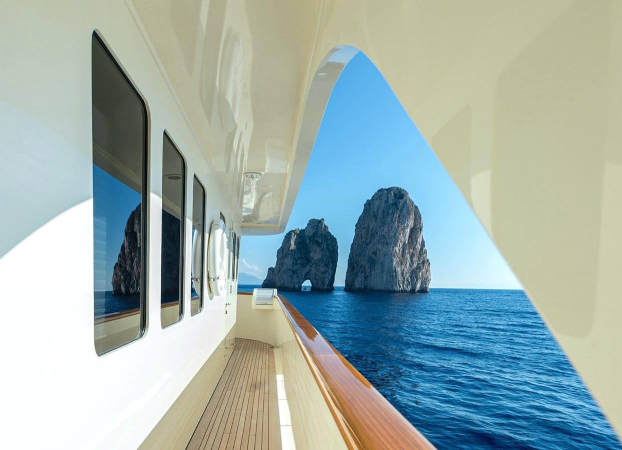 a pool with a rock on the side of it aboard LIBERTA Yacht for Sale