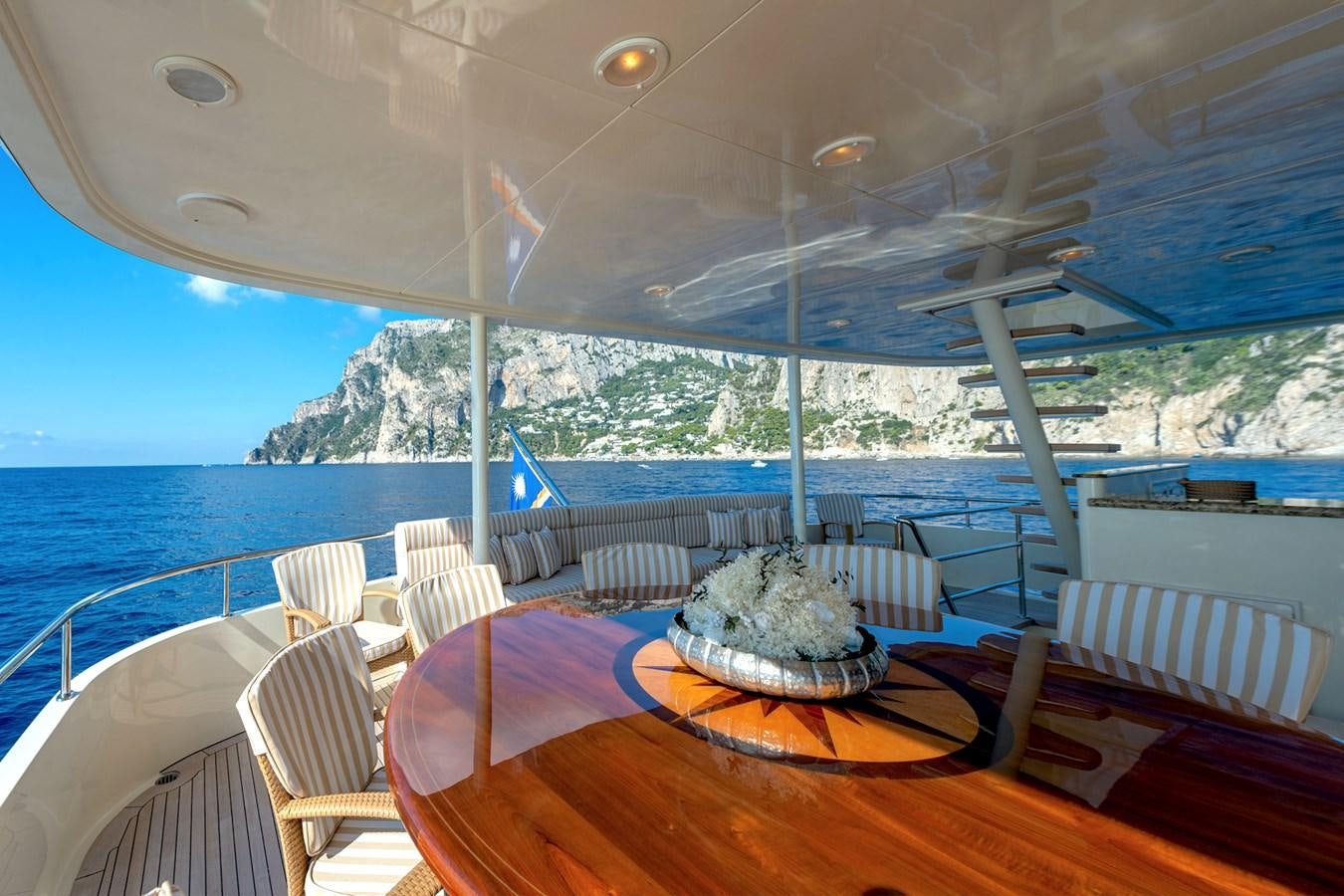 a table on a boat aboard LIBERTA Yacht for Sale